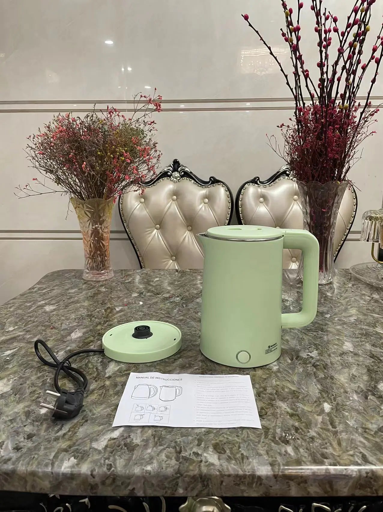 Electric Stainless Steel Kettle with UK and EU Plugs